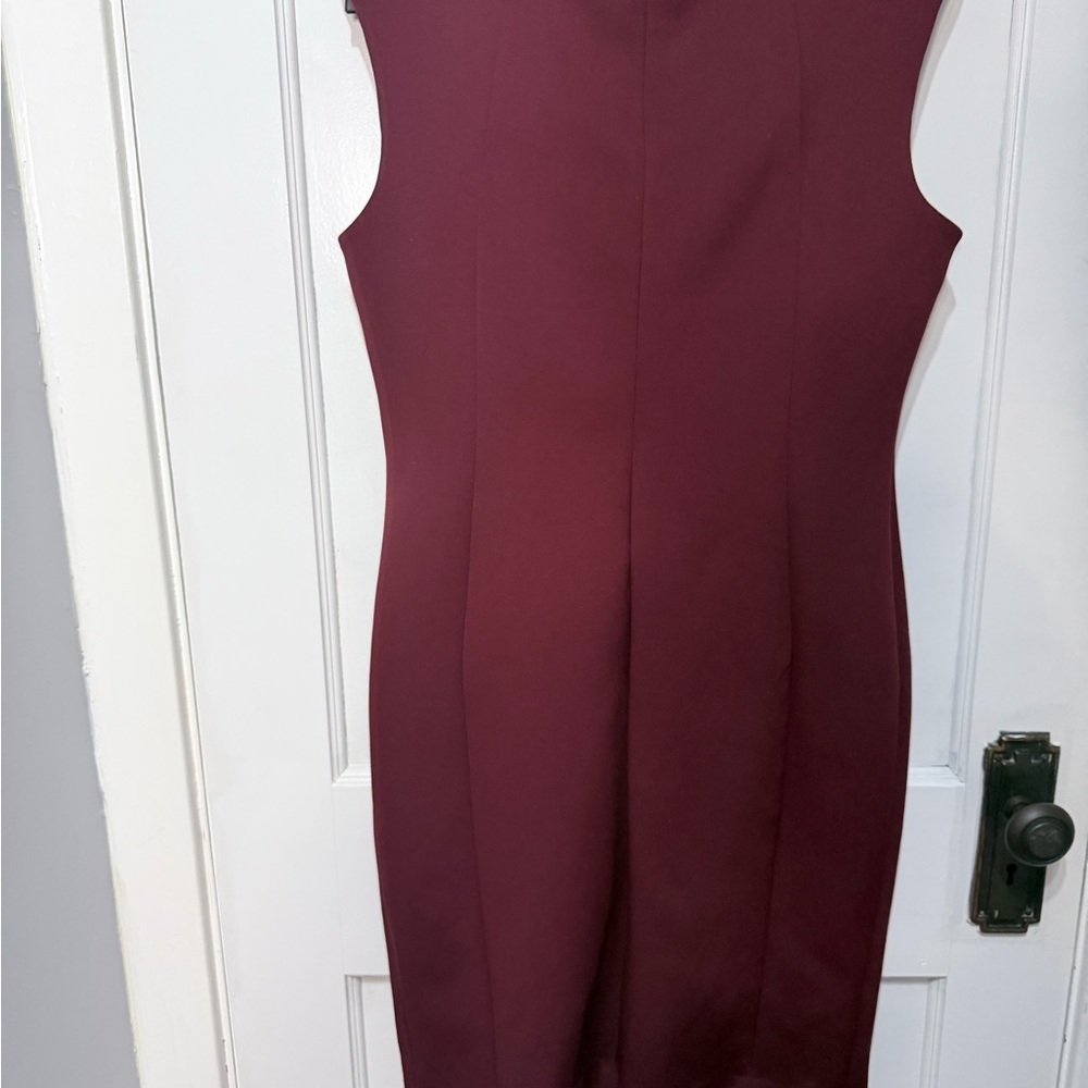 Calvin Klein Burgundy Sheath Dress with Gold Eyelets - Picture 2 of 5